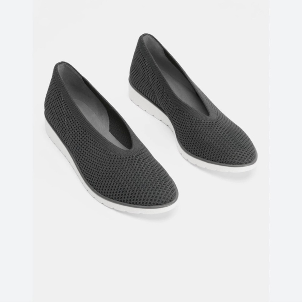 Eileen Fisher The Heaven Stretch Wedge Slip-On Shoes Flats Graphite Weaved 9.5 - Picture 4 of 13